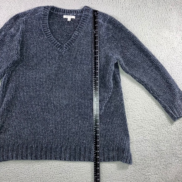 ORVIS V Neck Chenille Knit Sweater Women XL Blue Marled Long Sleeve Cozy Casual - Picture 5 of 10